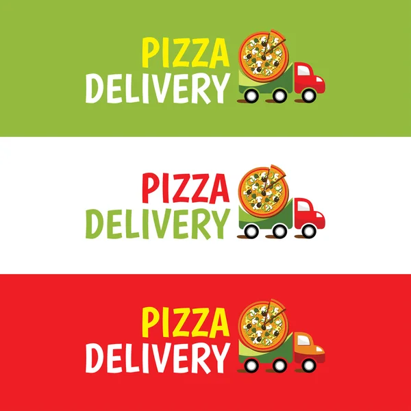 ピザの配達サービスのためのロゴ。セット — ストックベクタ