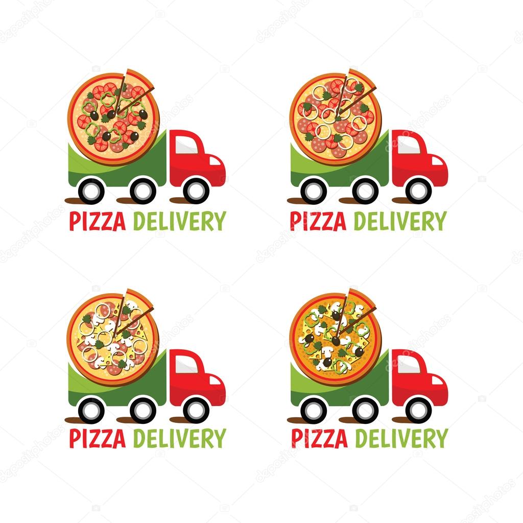 Logo for the pizza delivery service. Set Stock Vector by