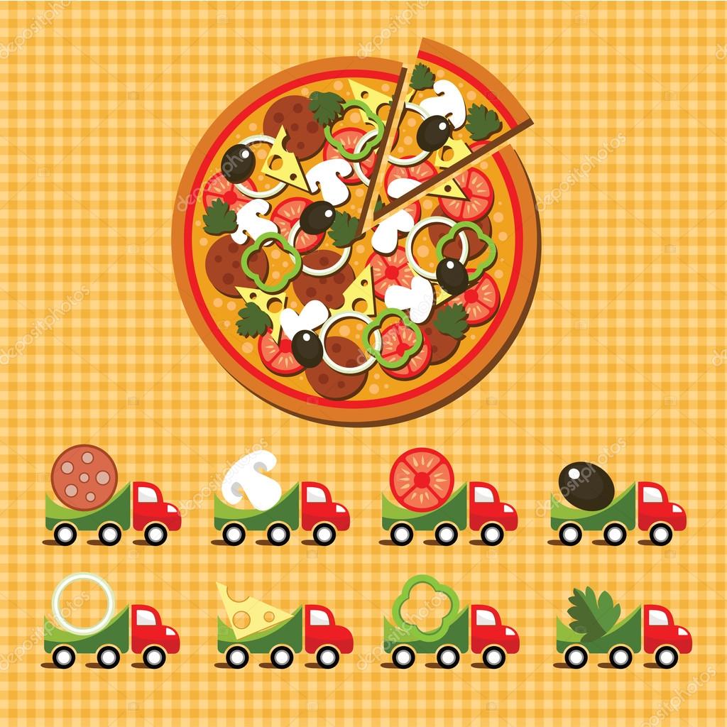 Logo set for the pizza delivery service.