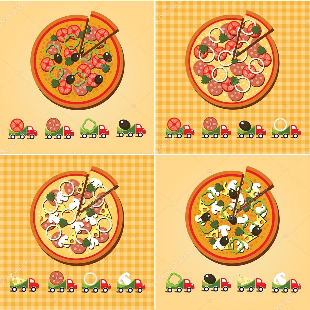 Logo set for the pizza delivery service.
