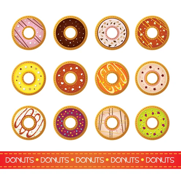 Symbole für ein Donuts-Menü — Stockvektor