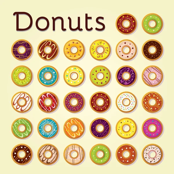 Iconos para un menú de rosquillas — Vector de stock