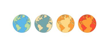 Climate change preview. Vector illustration of global warming or temperature increase on planet earth by changing colors from cold to warm. Isolated, white background, copy space. clipart