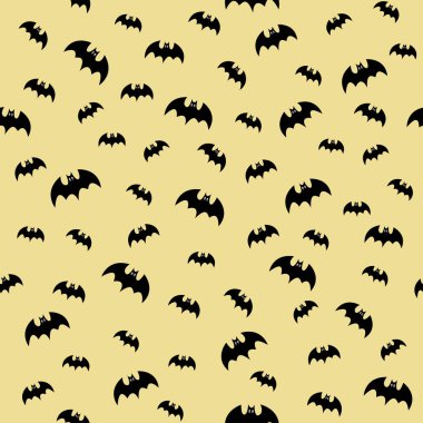 Cadılar Bayramı şenlikli, vektör çizim üzerinde siyah sonsuz sopası ile Seamless Modeli sarı arka plan