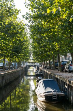 Canal Zoutsloot, Harlingen, Hollanda'nın eski şehir