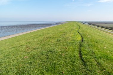 Deniz dike Frizce polders ve Kuzey Denizi, Hollanda arasındaki