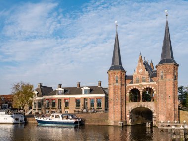SNEEK, NETHERLANDS - SEP 29, 2017: Waterpoort, water gate, and de Kolk canal in Snits in Friesland