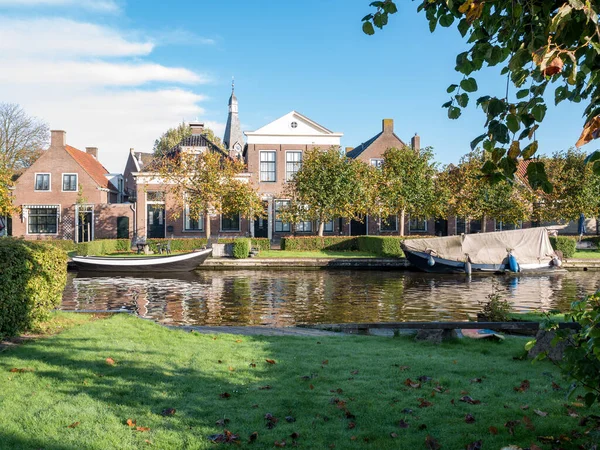 Ijlst Países Bajos Octubre 2017 Canal Wijddraai Con Barcos Casas — Foto de Stock
