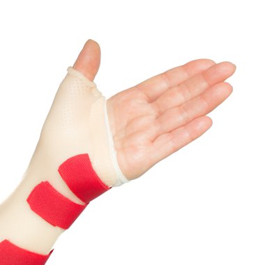 Hand with wrist and thumb splint clipart