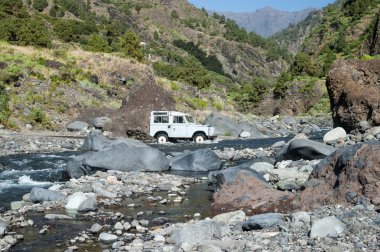 4WD geçiş dere üzerinde La Palma, Canary Islands, Spain