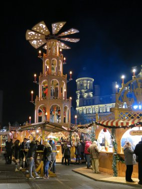Manchester Christmas market by night, England