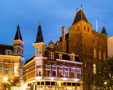 Oudegracht by night in Utrecht, Netherlands clipart