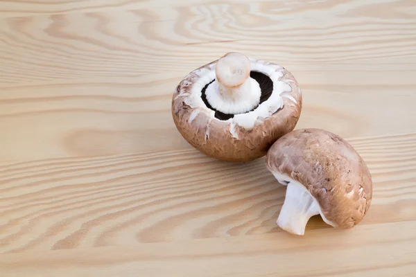 Chestnut mushrooms on wood — Stock Photo, Image