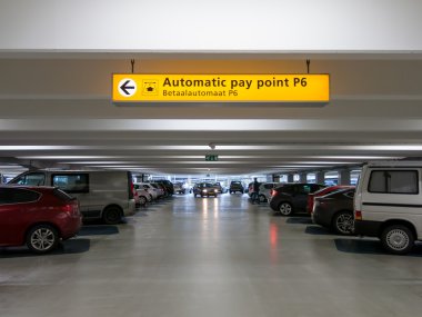 Cars parked in parking garage at international airport