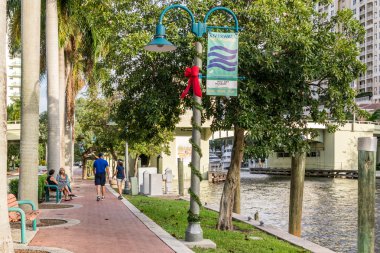 Riverwalk in downtown Fort Lauderdale, Florida clipart
