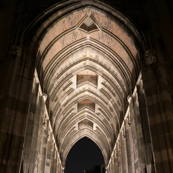 Dom church tower tunnel by night in Utrecht, Netherlands — Stock Fotó