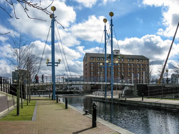 Kanalen Salford Quays, Manchester — Stockfoto