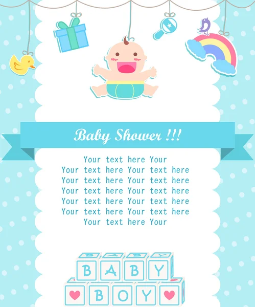 Spädbarnsvård pojke dusch med plats för din text — Stock vektor