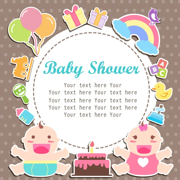 Bébé garçon et fille douche soins avec place pour votre texte — Image vectorielle