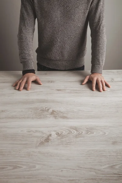 Unrecognizable brutal man hands in sweater isolated — Stock Photo, Image