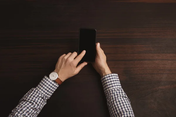 Accountant hands in plaid shirt, wearing vintage watches — Stock Photo, Image