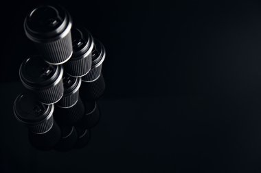 Siyah lüks kağıt bardak aynalı set götürmek