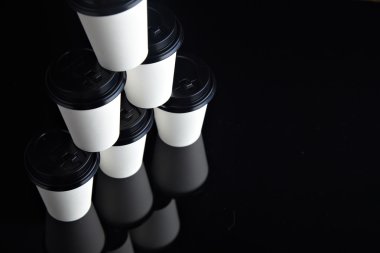 White cups in pyramid shape