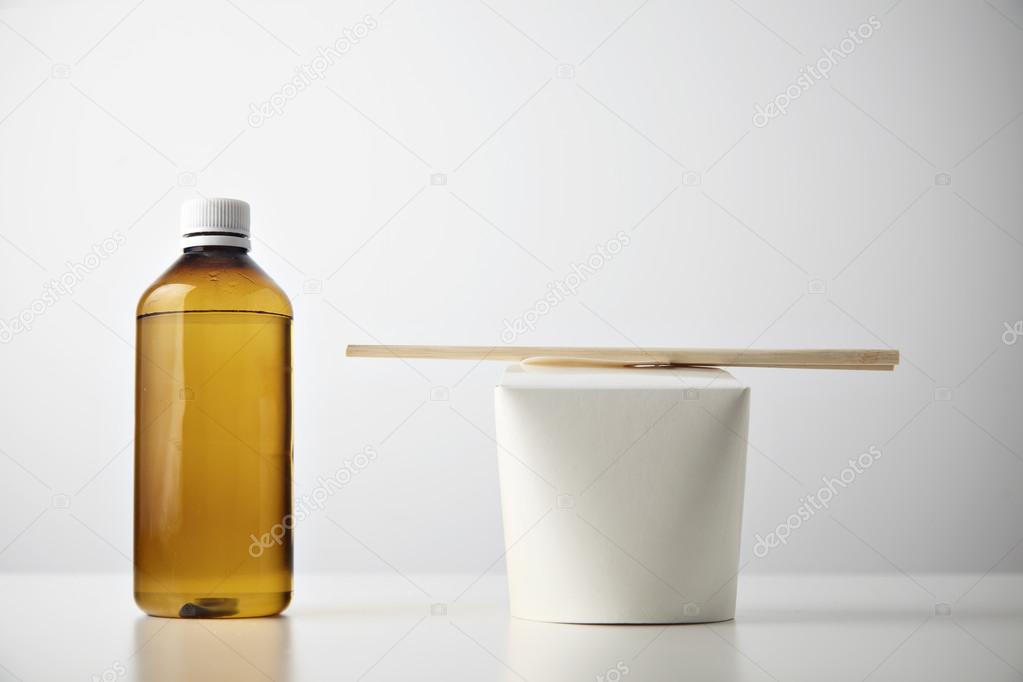 Download Plastic Brown Bottle With Blank Wok Box Stock Photo Image By C Derepente 115431324