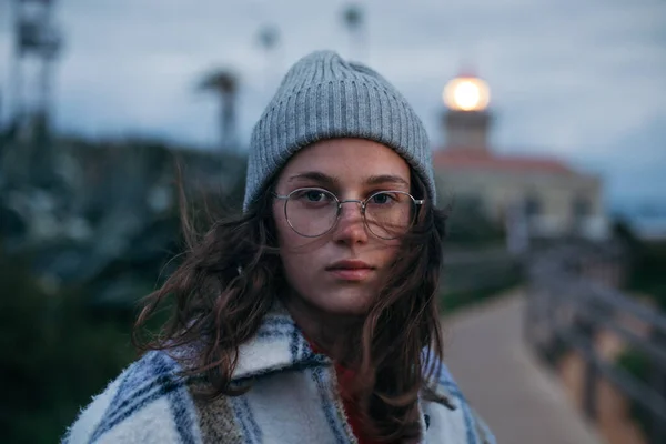 Moody and cinematic portrait of young woman — Stock Photo, Image