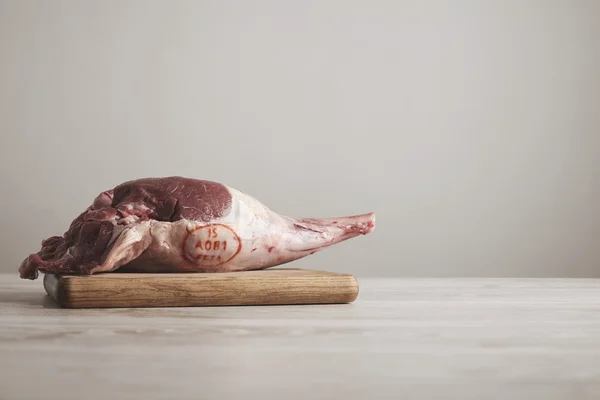 Stamped icelandic lamb leg meat isolated on table — 스톡 사진