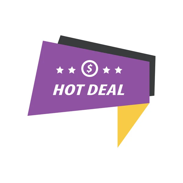 Etikett hot deal violett; gelb; schwarz — Stockvektor