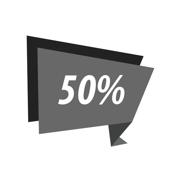 50% Label Origami cor preta — Vetor de Stock