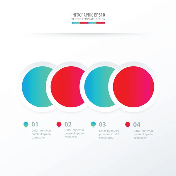 Círculo superposición infografía azul y rosa color — Vector de stock