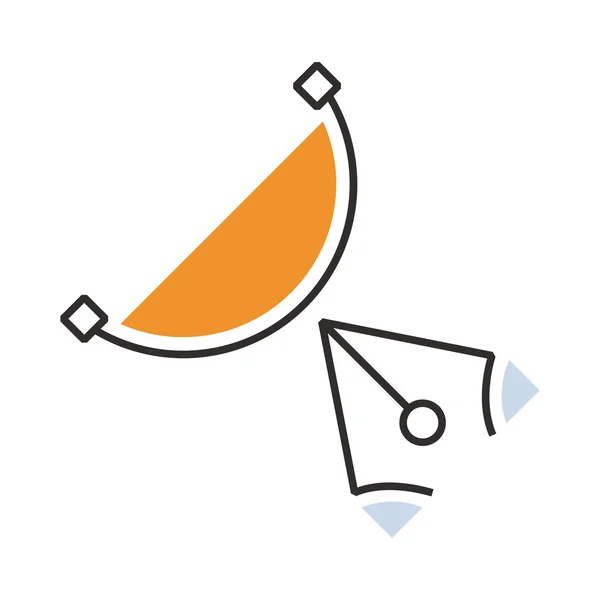 Diseño semicírculo Icono de herramienta de pluma naranja — Vector de stock