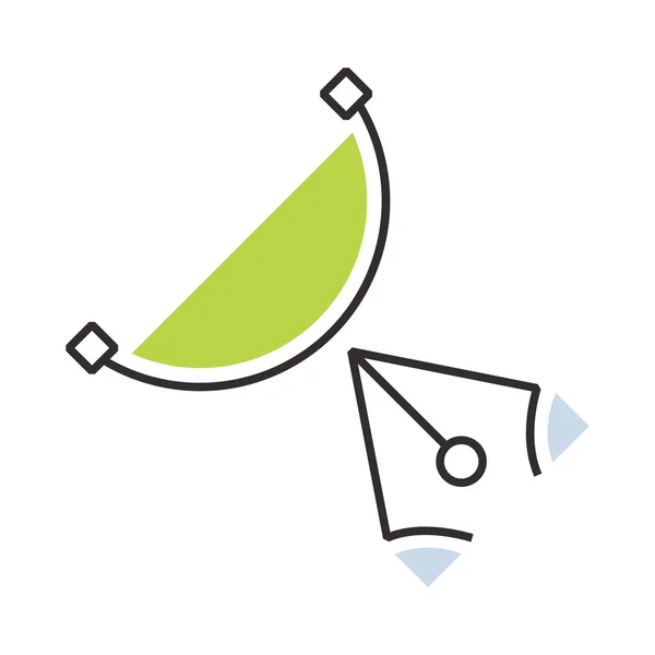 Diseño semicírculo Icono de herramienta de pluma verde — Vector de stock