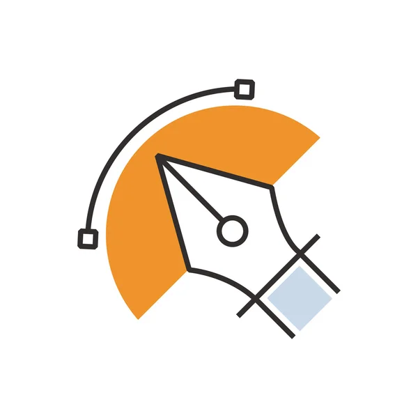 Πορτοκαλί στυλό εργαλείο εικονίδιο ημικύκλιο σχεδιασμός — Διανυσματικό Αρχείο
