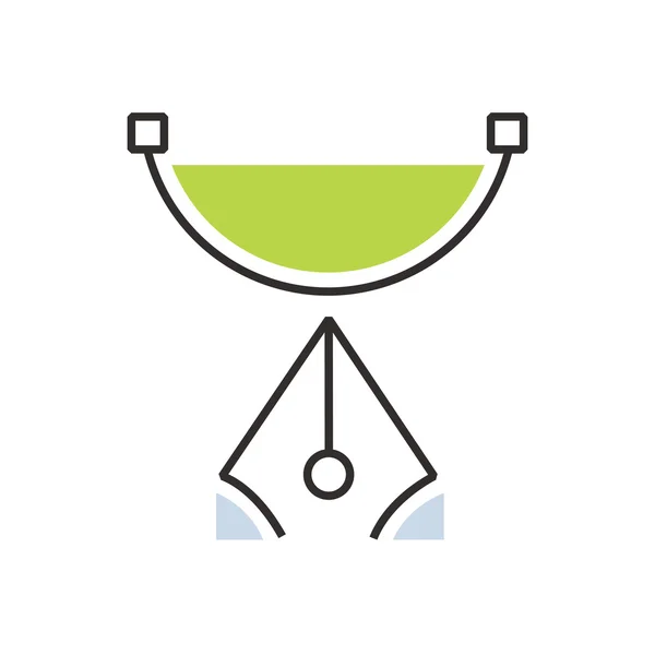 Icono de herramienta de pluma verde semicírculo — Vector de stock