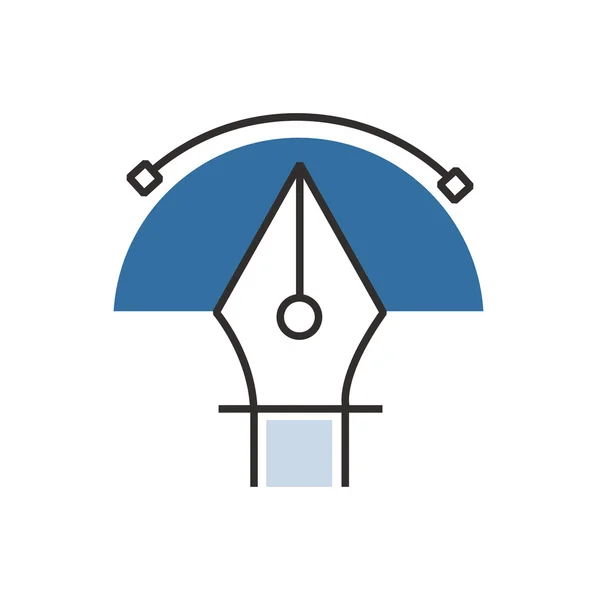 Semicírculo Icono de herramienta de pluma azul — Vector de stock