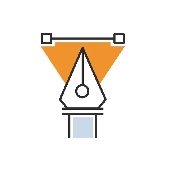 Triángulo naranja pluma herramienta icono — Vector de stock