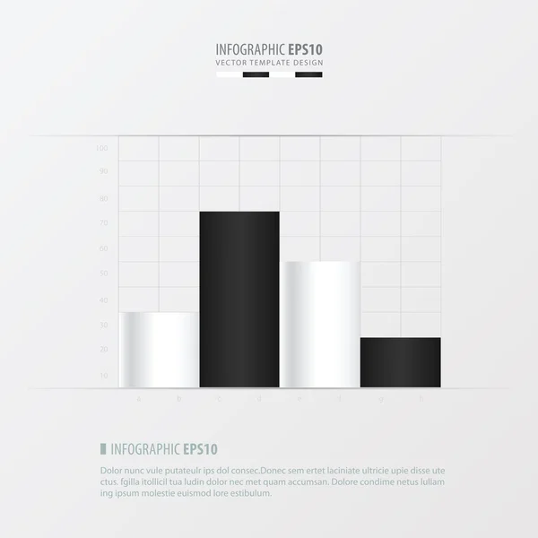 Grafico e disegno infografico colore bianco e nero — Vettoriale Stock