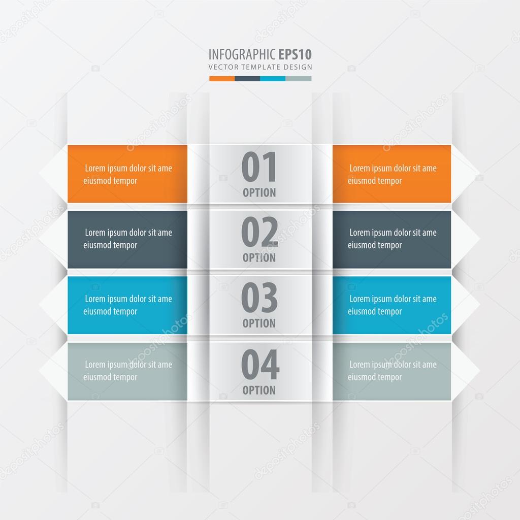 Rectangle and Arrow banner Orange , blue, gray color