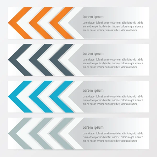 Arrow Banner Design Orange, blue, gray color — стоковый вектор