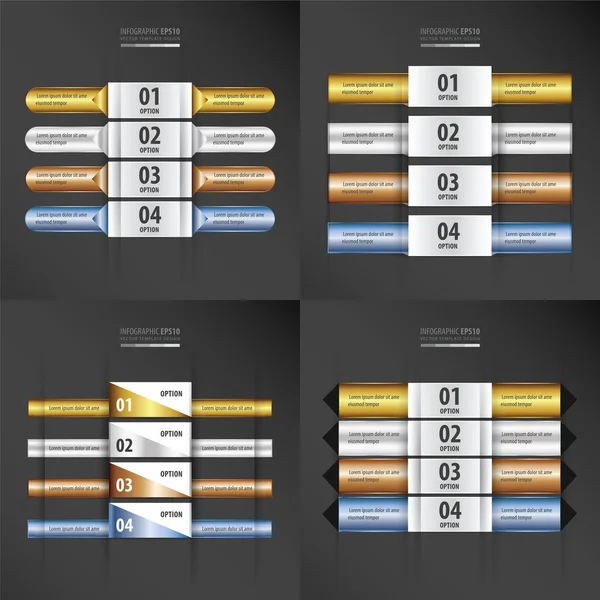 Banner, zlato, stříbro, bronz a Modrý gradient set — Stockový vektor