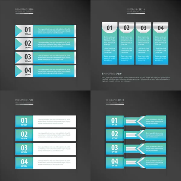 Blauwe kleur banner pack 4 item — Stockvector