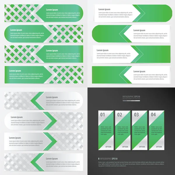 Banner zelená barva designu pack — Stockový vektor