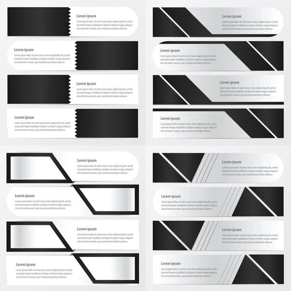 Banner conjunto de colores blanco y negro 4 en 1 artículo — Vector de stock