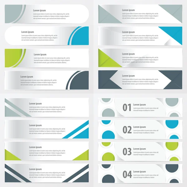 Plantilla de banner de diseño verde, azul, gris — Vector de stock