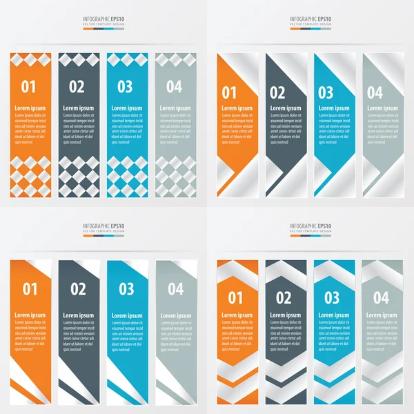 Banner ontwerp 4 item oranje, blauw, grijze kleur — Stockvector