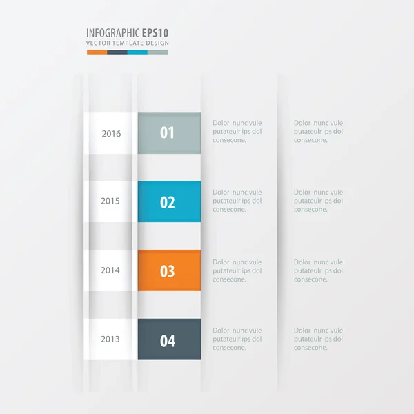 Timeline design design žlutá, modrá, růžová barva — Stockový vektor