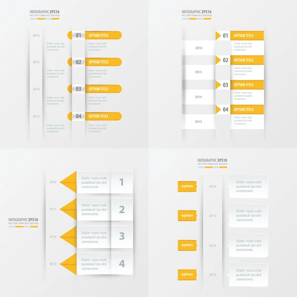 Tijdlijn design 4 item gele kleur — Stockvector